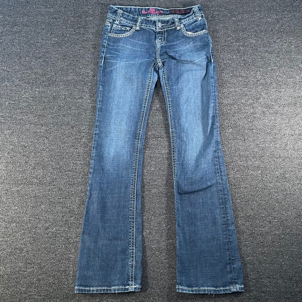Rock and Roll Cowgirl Jeans Womens 28 Blue Good Low Rise Studded Bootcut WD-7333